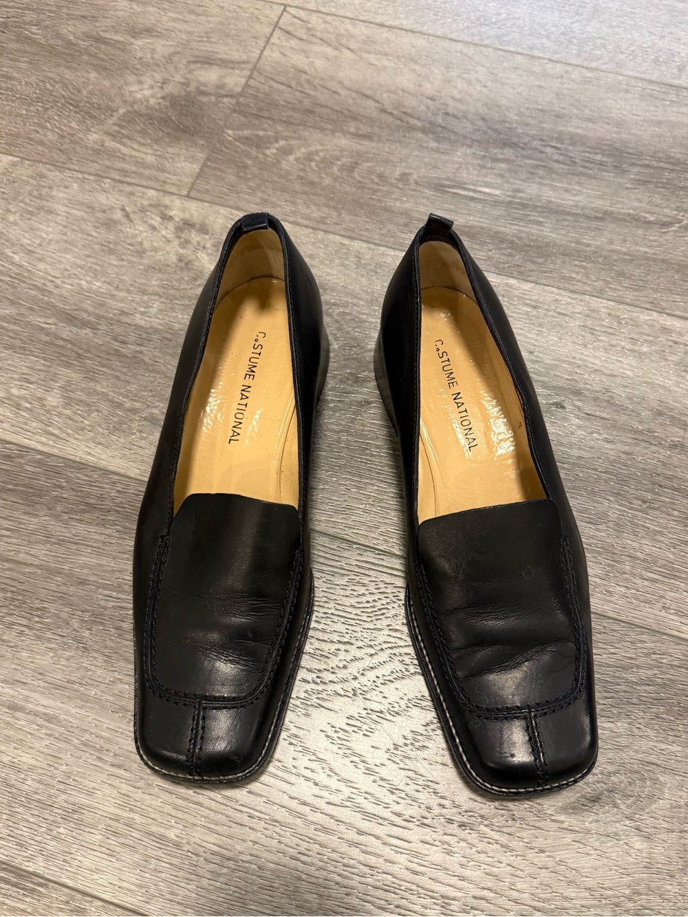 Costume National Black Leather loafers Shoes Made in Italy EU 37